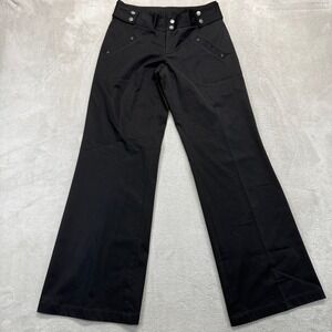 Yansi Fugel Pants Women's 2 Wide Leg Trousers Black Cotton Blend Rivet Pockets